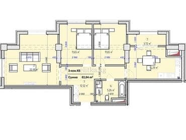 квартира на обмен: 3 комнаты, 83 м², Элитка, 14 этаж, ПСО (под самоотделку) — 1
