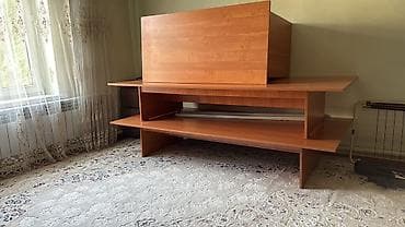 coffee table: Тумба и подставка для телевизора, Новый, Напольная, ЛДСП, цвет - Коричневый — 1