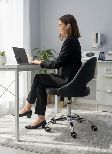 домашнее кресло: Офисное кресло, С колесиками, цвет - Черный, Экокожа, Самовывоз — 1