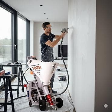 Буюртмага терезелер: Механизированная штукатурка стен и потолков - Нанесение штукатурных — 1