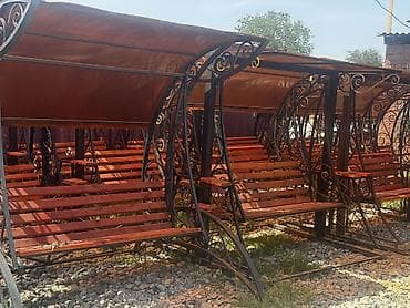 патина: Садовые качели Металл, Со спинкой, С крышей — 3