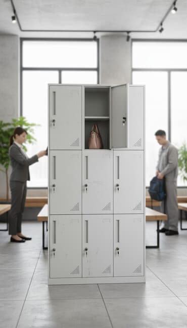 металлический шкаф для документов бу: Металлический шкаф для хранения вещей, выполненный в светло-сером — 1