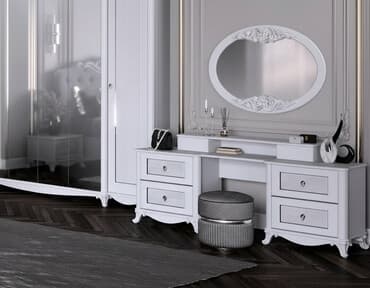 тумба цвет белый: Элегантная спальня Дивия 6 белый туалетный столик с овальным — 1