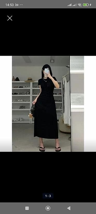 Платья: Длинное черное платье-макси MengBaiBan 44-46р - Универсальный — 1