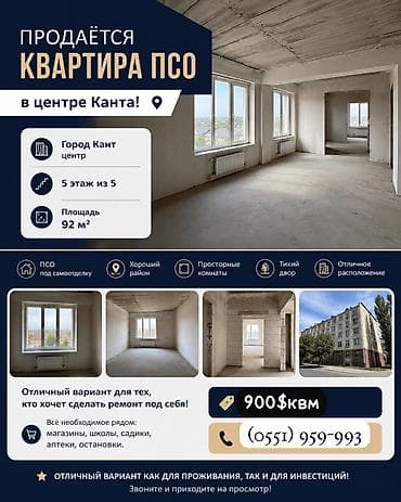 3 комнаты, 92 м², Элитка, 5 этаж, ПСО (под самоотделку)