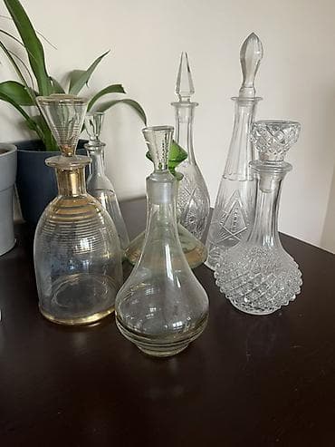 бутылки от водки: Набор винтажных стеклянных графинов СССР с пробками (7 шт.) Какие-то — 5
