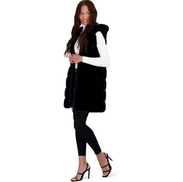 tech fleese: VIA SPIGA. Рифленый жилет с капюшоном из искусственного меха.Вставки — 4