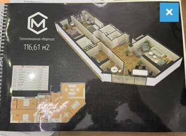 ипотека квартира бишкек: 3 комнаты, 116 м², Элитка, 15 этаж, ПСО (под самоотделку) — 2