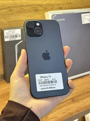 айфон по низкой цене: IPhone 15, Б/у, 256 ГБ, Черный, Кабель, В рассрочку, 82 % — 1