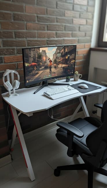 большой угловой компьютерный стол: Игровой/компьютерный стол, белый - Эргономичная столешница с — 2