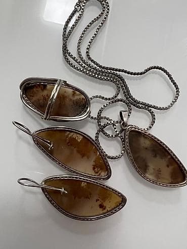 amber elixir: Комплект украшений из натурального дендритового мохового агата в — 6