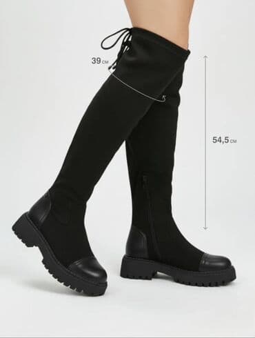 Прокат одежды: Высокие женские ботфорты на массивной подошве - Цвет: черный - — 4