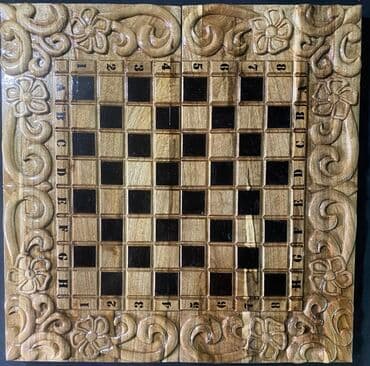 набор фишек для покера: Резные нарды из массива дерева (дуб/Орех по фактуре), ручная работа — 6