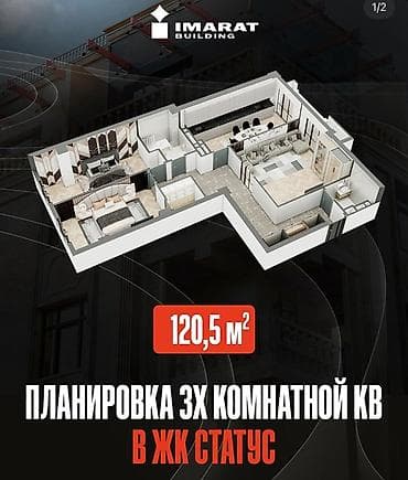 южные: 3 комнаты, 120 м², Элитка, 3 этаж, ПСО (под самоотделку) — 4