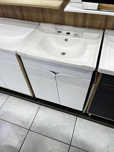 умывальник с тумбой в ванную: Тумба с умывальником для ванной комнаты - Комплект: керамическая — 1