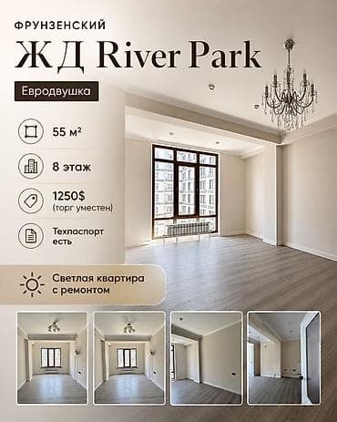 8: 2 комнаты, 55 м², Фрунзе мкр., Элитка, 8 этаж, Евроремонт — 1