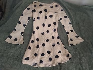 Платье в горох с расклешёнными рукавами - Цвет: молочный, с принтом