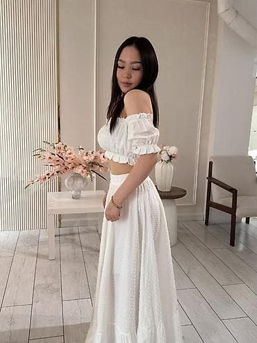 с открытыми плечами: Костюм с юбкой, Макси, Топ, Made in KG, S, M — 3