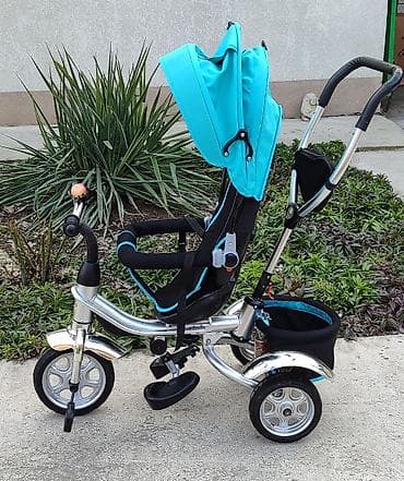 Детский трехколесный велосипед с родительской ручкой и большим