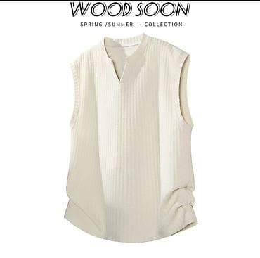 тёртые джинсы: Безрукавная фактурная блуза/топ WOOD SOON, коллекция Spring/Summer. - — 2
