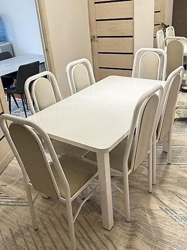 современные столы и стулья: Кухонный стол и стул, Самовывоз, цвет - Белый — 2