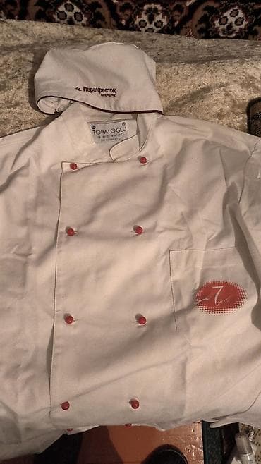 форма для поворов: Китель повара + шапочка - есть размеры - Белый китель двубортный с — 1