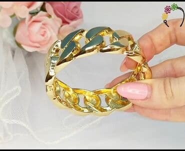 свадебные платья для покрытых: Браслет “цепь” золотистого цвета - Дизайн: крупные звенья-«якорная — 3