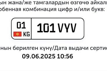 аукцион номер kg: Продам зеркальные госномера 01KG101VYV и 01KG100VYV Вместе 200.000 сом — 1