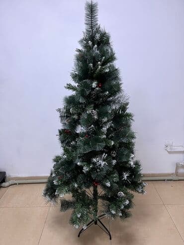 домик для: Светящаяся Микс Ёлка Ель и сосна, с домиками, шишками и ягодками 180см — 1