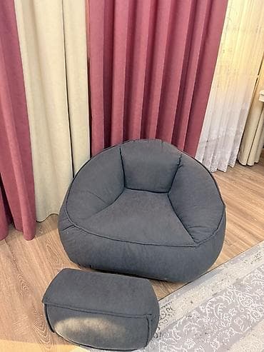 сепочка мужской серебро: Кресло-мешок с пуфом, велюр в рубчик — 3