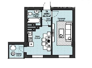 1 комната, 37 м², Элитка, 14 этаж, ПСО (под самоотделку)