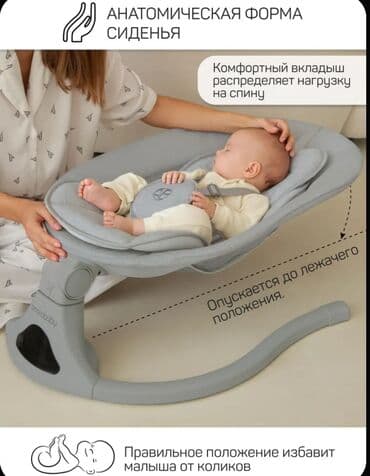 детские игрушки для новорожденных: Качели-шезлонг Amarobaby для новорождённых. - 5 режимов укачивания - — 1