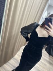 бордовое платье в пол: Вечернее платье, Длинная модель, Велюр, С рукавами, S — 2