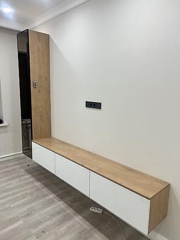 mini projector: Тумба и подставка для телевизора, Новый, Подвесная, ЛДСП, Бесплатная доставка, цвет - Белый — 1