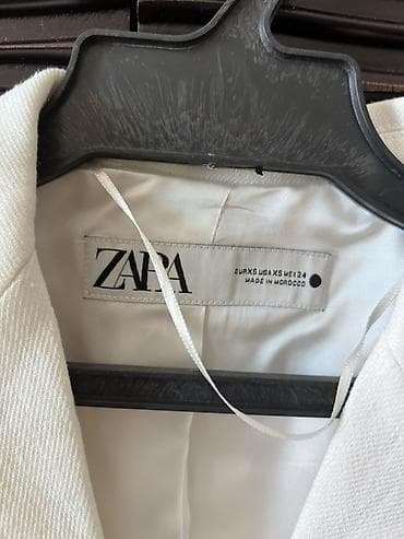 Личные вещи: Белый женский пиджак ZARA (одевался 1 раз) - Размер: EUR XS / USA XS — 2