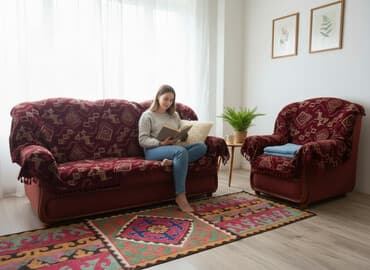 наборы для пикника: Гарнитур для зала, Б/у, Диван, Ткань, текстиль, Самовывоз — 1