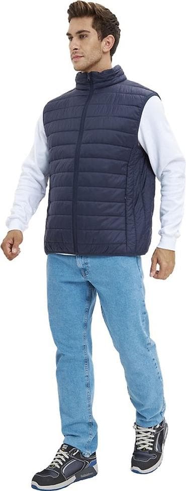 half zip: Мужской жилет без рукавов, темно‑синий. - Лёгкий стёганый дизайн с — 1