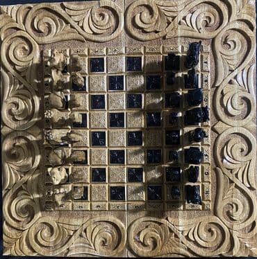 Резные деревянные шахматы/нарды 2-в-1 - Игровой набор ручной работы