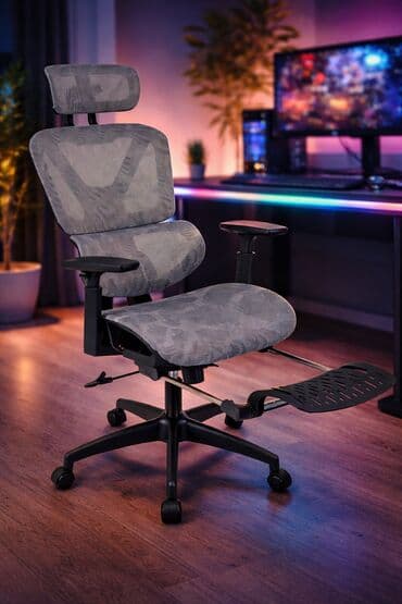 Игровое кресло, Новый, С колесиками, цвет - Серый