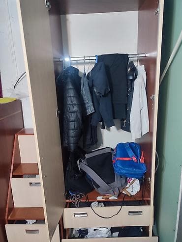 велосипед с амортизатором: Двухъярусная детская кровать, Б/у, ЛДСП, цвет - Коричневый — 6