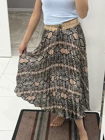 змеиная кожа питон: Юбка, Модель юбки: Плиссе, Миди, Высокая талия — 2