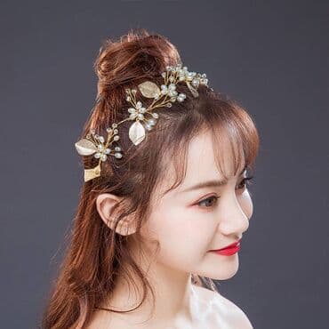 изделия ручной работы: Свадебный головной убор, заколка - веточка, ручной работы с жемчугом — 4