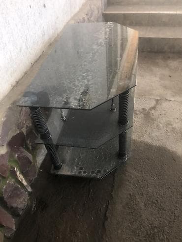 промо стол: Тумба и подставка для телевизора, Напольная, Стекло, цвет - Черный — 1