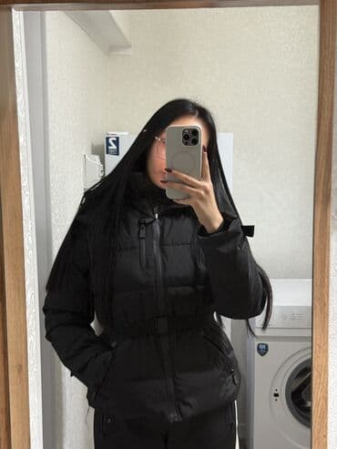 худи одежда: Пуховик, Короткая модель, Китай, С поясом, M — 1