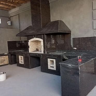 систерна для воды: Уличная кухонная зона из гранита с барбекю-комплексом - — 1