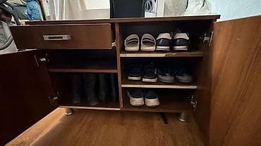 шкаф для прихожей бу: Гарнитур для прихожей, Б/у, Вешалка, Обувница, ДСП, Самовывоз, цвет - Коричневый — 4