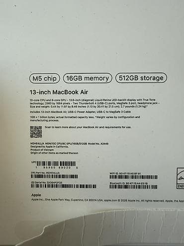 mx master 4: MacBook Air 13.6" (модель A3449) на чипе Apple M5 Характеристики: - — 3