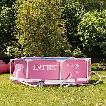 эмо: 244/76см. Каркасный бассейн Pink Metal Frame, Intex 28290. Размер — 8