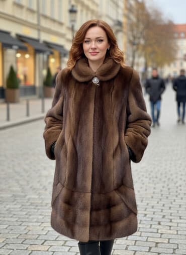 ич май: Шуба, Норка, Длинная модель, С капюшоном — 1