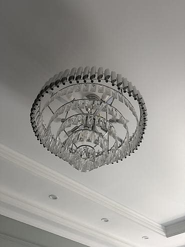 люстра для кафе: Потолочная люстра с кристаллами и хромированным основанием - Тип — 2